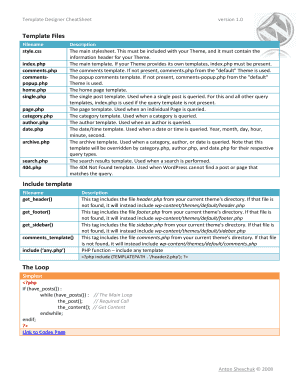 Fillable Online Template Designer CheatSheet version 1.0 Fax Email ...