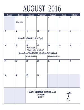 Schedule template excel - club calendar template