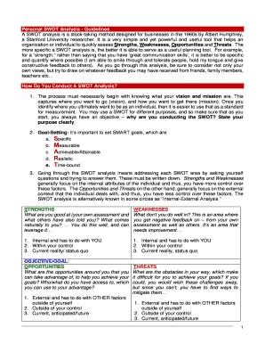 Personal SWOT Analysis - Guidelines A SWOT analysis is a stock ... - sis ashesi edu