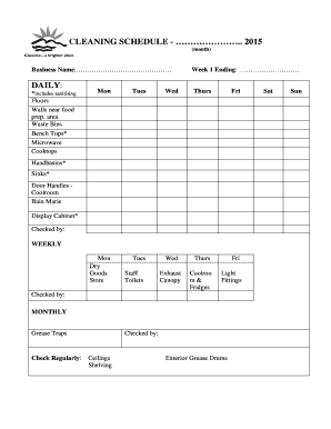 Cleaning rota template - Cleaning Schedule Template