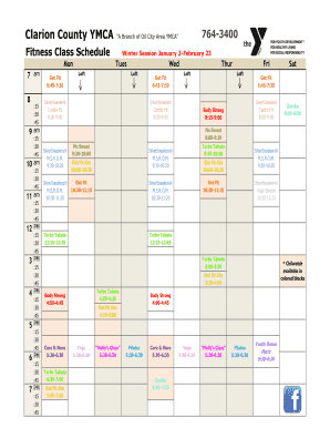 Fitness Class Schedule Template from www.pdffiller.com
