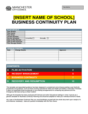 Small business continuity plan example pdf - Schools Business Continuity Plan Template.doc