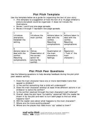 Fillable Online readwritethink Plot Pitch Template - readwritethink.org ...