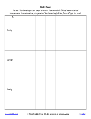 Online weekly planner - secure life plan pdf form