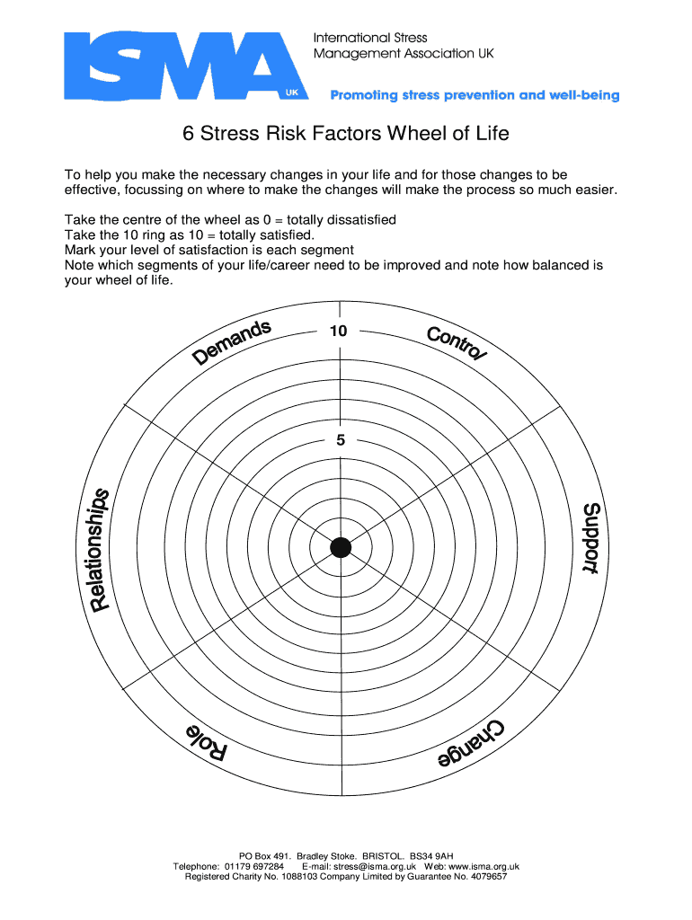 6 Stress Risk Factors Wheel of Life Preview on Page 1.