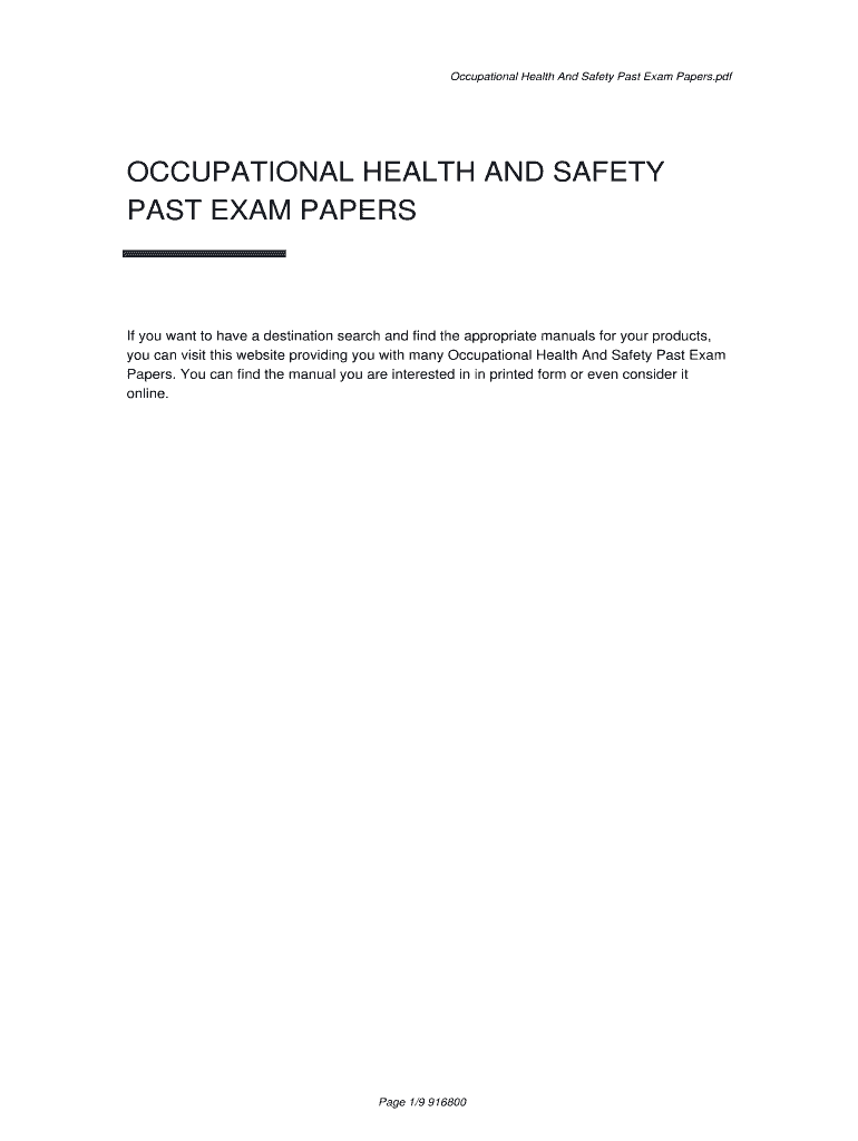 Fillable Online flexispysoftware Occupational Health And Safety Past