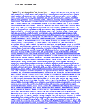 Fillable Online soido Saxon Math Test Answer Form. Saxon Math Test Answer Form Fax Email Print ...
