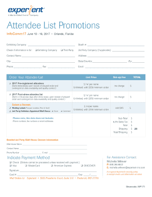 Fillable Online infocommshow Attendee List Promotions - infocommshow ...