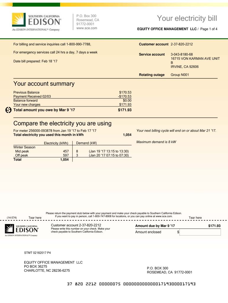 Edison Bill Template Fill Online, Printable, Fillable, Blank pdfFiller