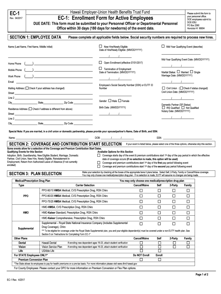 ec form enrollment Preview on Page 1