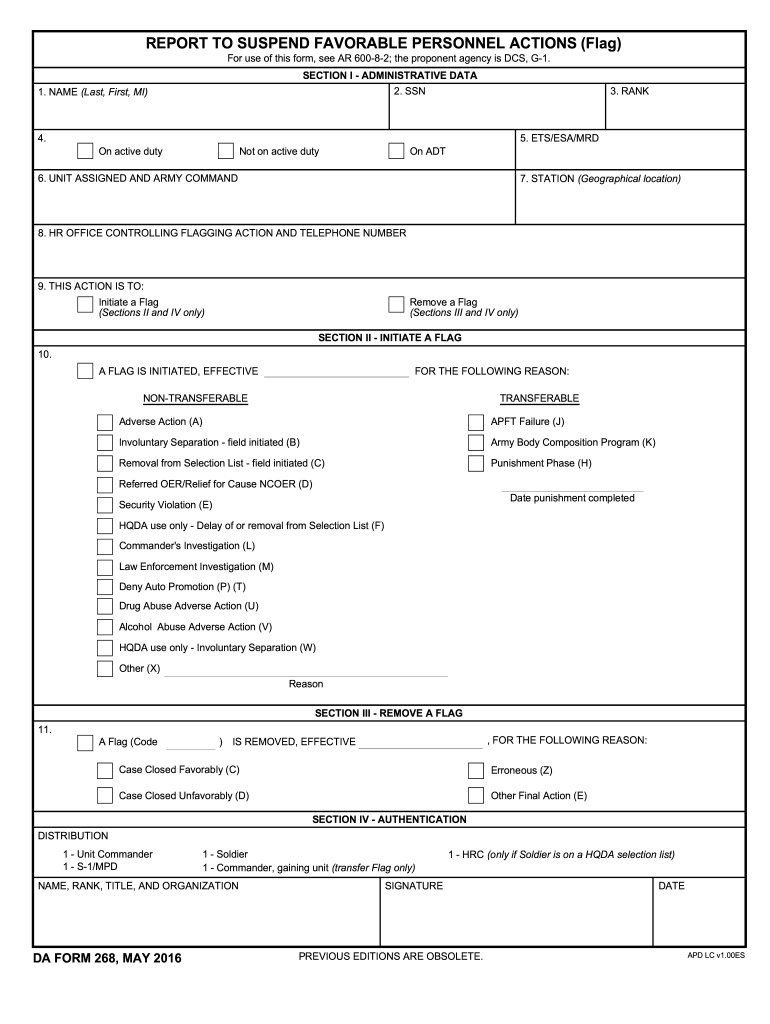 da form 268 Preview on Page 1