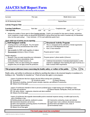 Fillable Online AIA/CES Self Report Form Fax Email Print - pdfFiller