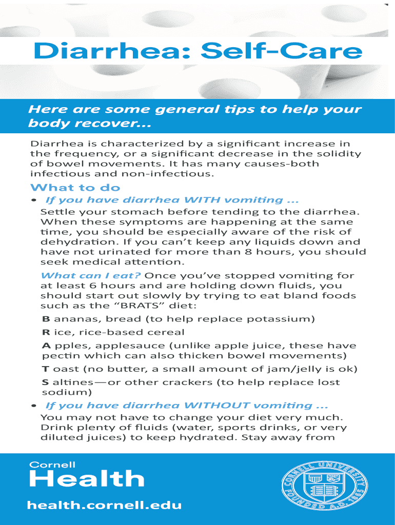 Fillable Online Diarrhea SelfCare Fax Email Print pdfFiller
