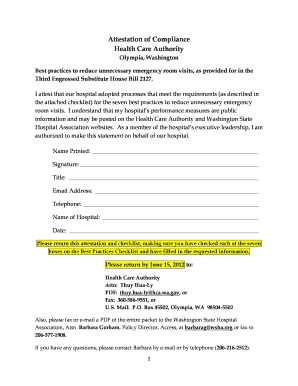 Fillable Online acep Attestation of Compliance Health Care Authority ...