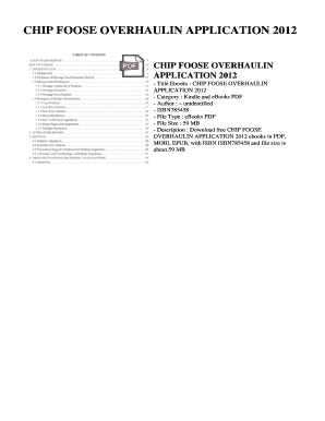 Fillable Online tgba CHIP FOOSE OVERHAULIN APPLICATION 2012. CHIP FOOSE ...