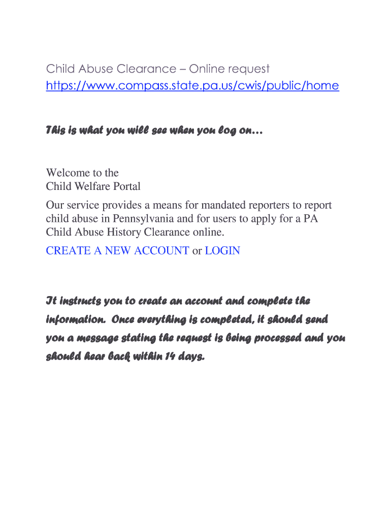 Fillable Online Child Abuse Clearance Online request Fax Email Print