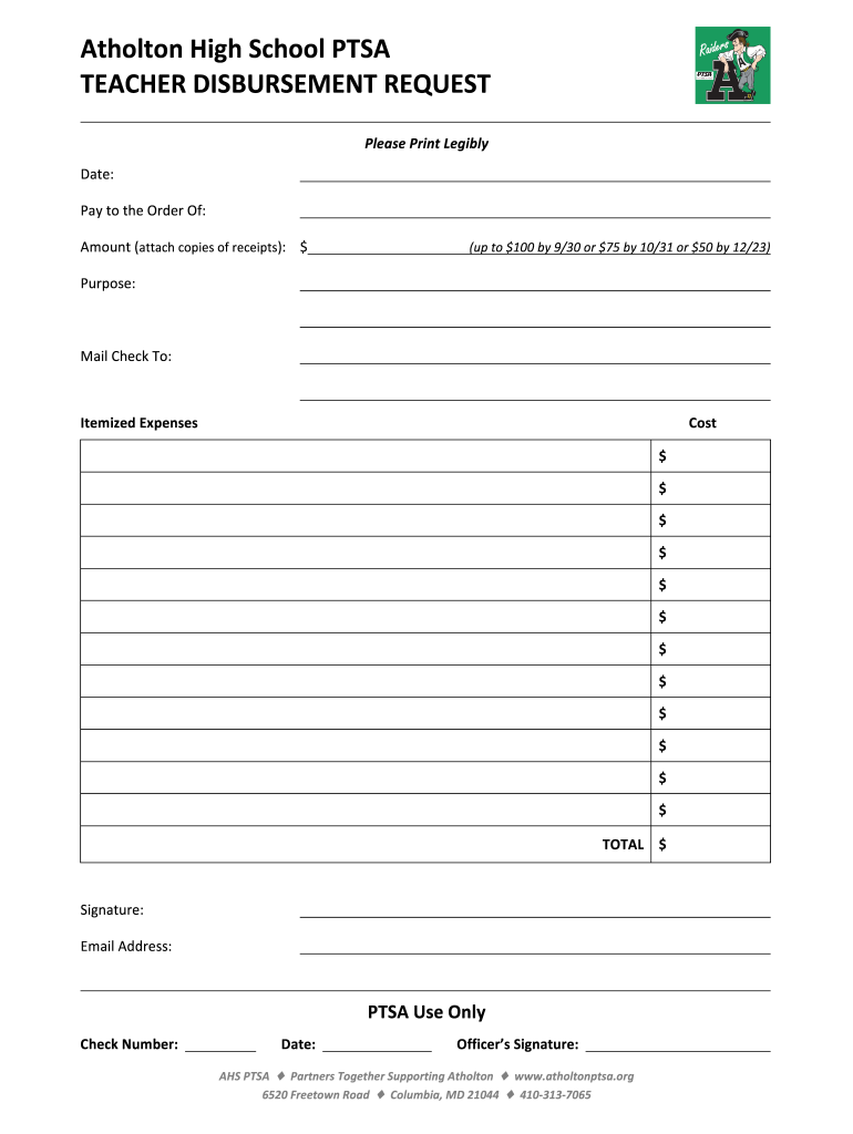 ahs paf form Preview on Page 1