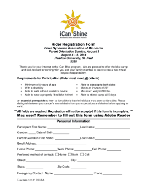 Rider Registration Form