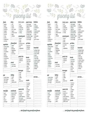 grocery list pdf