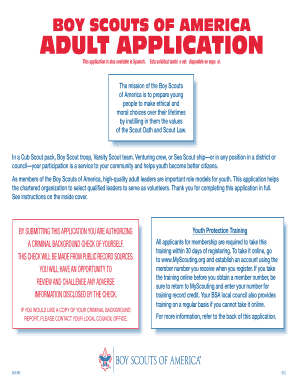 Boy Scouts of America Adult Application