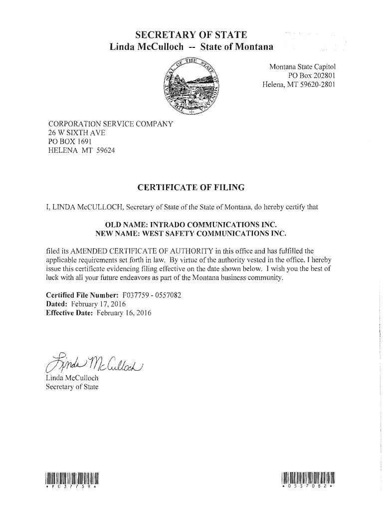 Fillable Online SECRETARY OF STATE Linda McCulloch --State of Fax Email ...