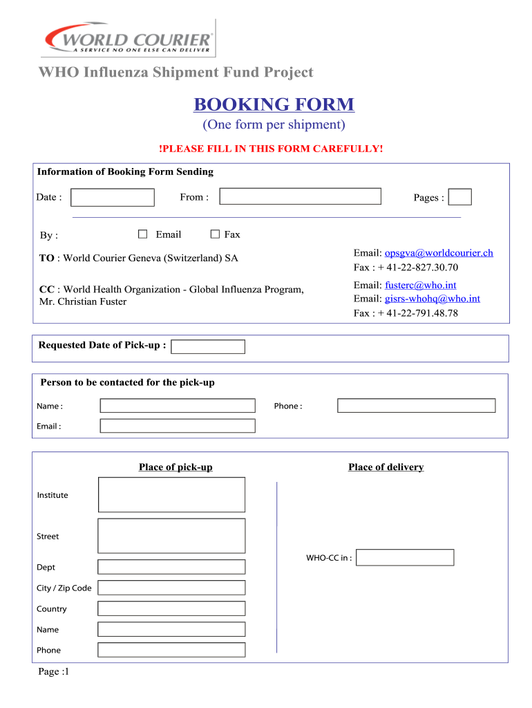 shipping form Preview on Page 1