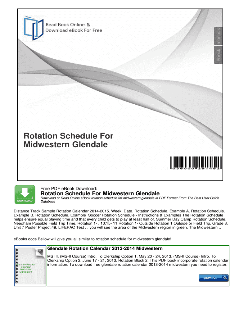 Fillable Online Rotation Schedule For Midwestern Glendale Fax Email