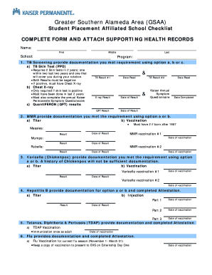 GSAA Student Placement Affiliated School Checklist