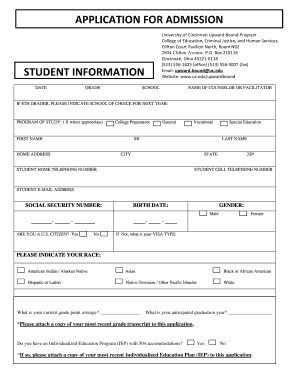 APPLICATION FOR ADMISSION ENT INFORMATION upward.bound uc