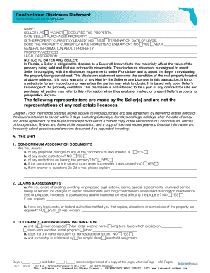 Florida Condominium Disclosure Statement