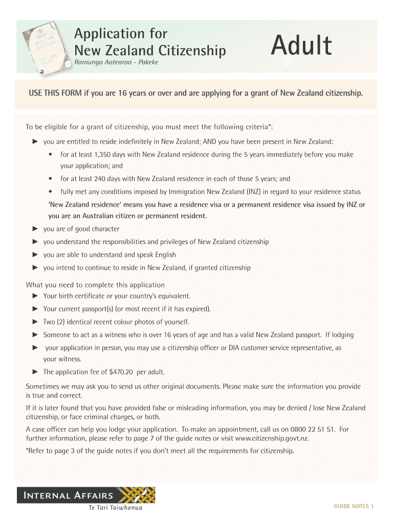 Fillable Online New Zealand Citizenship Fax Email Print pdfFiller