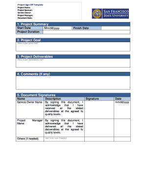 Fillable Online Project Sign Off Template Fax Email Print pdfFiller