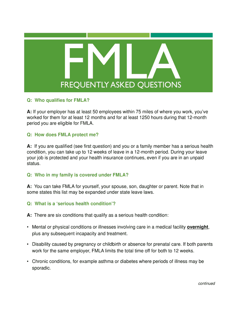 Fillable Online Q Who qualifies for FMLA Fax Email Print pdfFiller