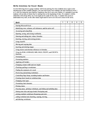 Fillable Online Skills inventory for Excel: Basic Skill Fax Email Print - pdfFiller