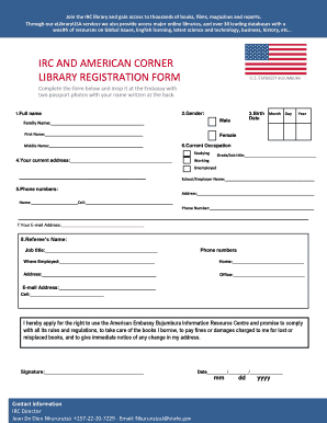 irc and american corner library registration form - Photos