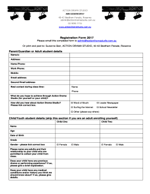 ACT VETs Registration Form Template - Action Drama Studio