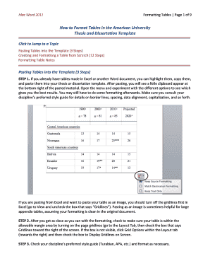 Formatting Tables Page 1 of 9