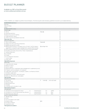 budget Planner - Canberra Convention Bureau