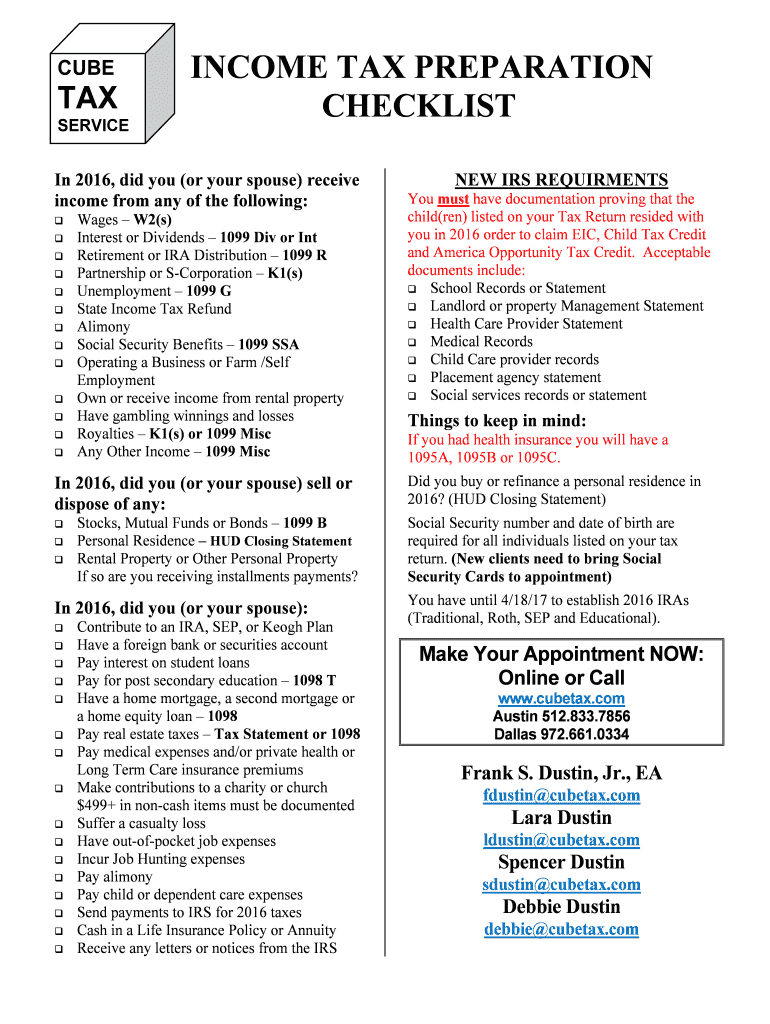 Fillable Online INCOME TAX PREPARATION Fax Email Print - pdfFiller