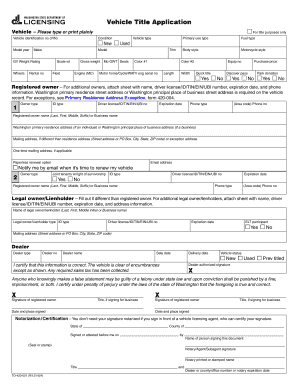 Washington Vehicle Title Application