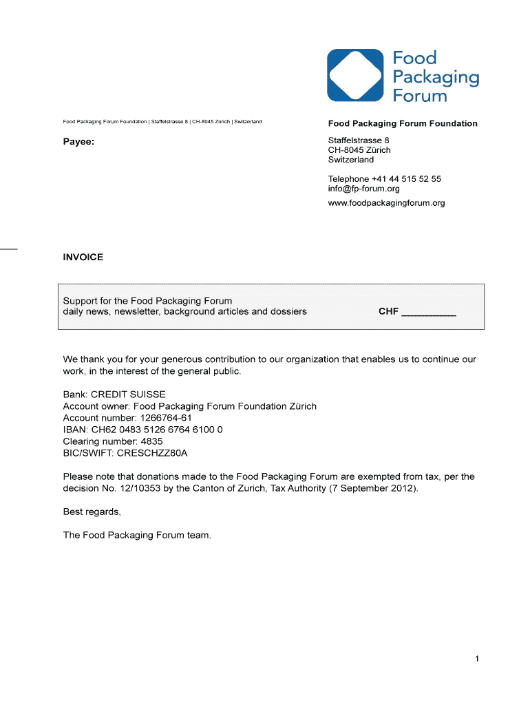 Fillable Online blank invoice Food Packaging Forum Fax Email Print pdfFiller