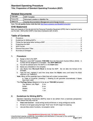 Military standard operating procedure template - Preparation of Standard Operating Procedure sample