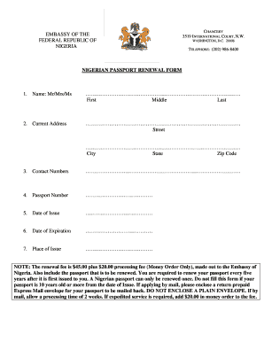 Nigerian Passport Renewal Form