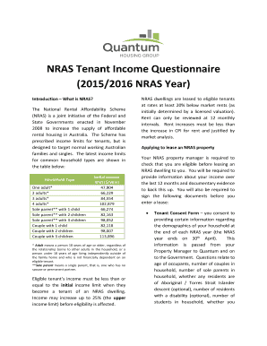 NRAS Tenant Income Questionnaire - Quantum Property