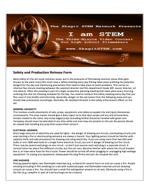 Notice of filming sign template - Safety and Production Release Form