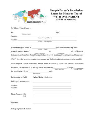Permission Letter From Parents For Child To Travel Fill Out Print Download Online Forms Permission For Child To Travel With One Parent Template
