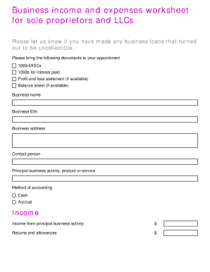 Business expense categories spreadsheet - Business income and expenses worksheet