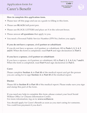Carer’s Benefit Application Form