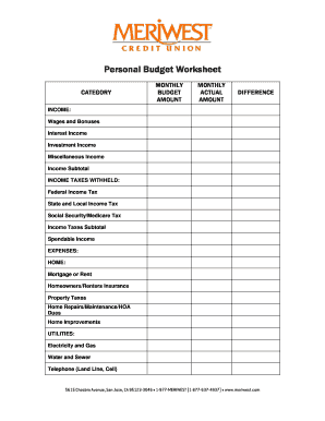 personal budget worksheet pdf Forms and Templates - Fillable ...