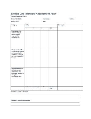 sample assessment form